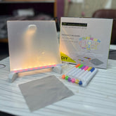 LED Light-Up Writing Board | 15×15 cm Acrylic Pad with Stand | Colorful DIY Notes & Erasable Pens