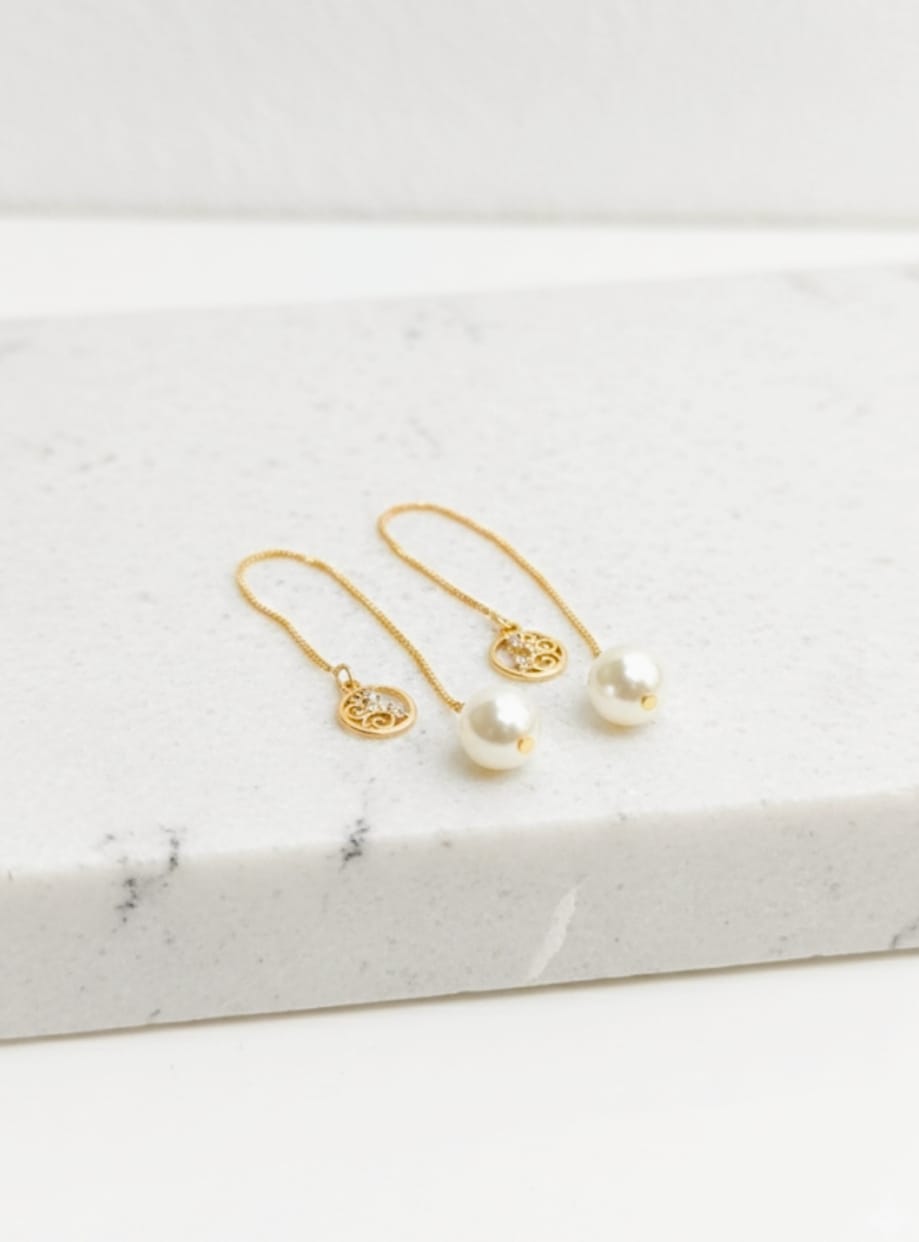 Vintage Charm Pearl Threader Earrings